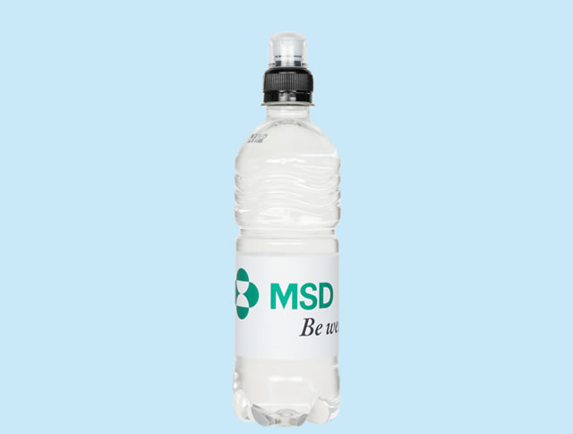 Custom label water bottle 50 cl. sport cap